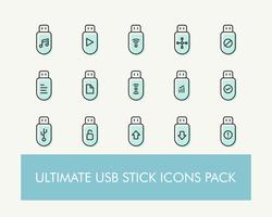 Ultieme eenvoudige USB of Flash Drive of USB Drive Icons Pack vector