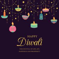 Gelukkige Diwali. Festival van licht, wenskaart. Kleurrijke kleurrijke posters met hoofdsymbolen. Deepavali licht en vuur festival. Indisch deepavali Hindoes festival van lichten. Vector illustratie