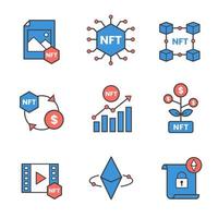 niet vervangbare token icon set vector