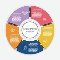 vector cirkel infographic sjabloon voor presentatie.ronde grafiek met concept business 5 stap.