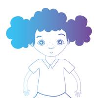 lijn avatar meisje met kapsel en blouse vector