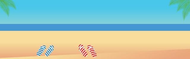 zee strand met slippers op het strand vector