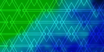 lichtblauwe, groene vectorachtergrond met lijnen, driehoeken. vector