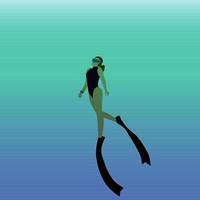 vrouw freediver onderwater. vector