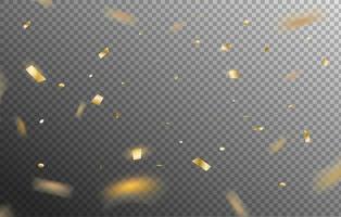 vallende confetti geïsoleerde grens. glanzende gouden vliegende klatergoud decoratie ontwerp op transparante achtergrond voor feest, winkelen, festival. vector illustratie