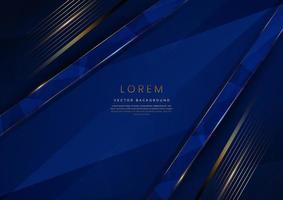 abstracte luxe gouden lijnen diagonaal overlappen op donkerblauwe achtergrond. sjabloon premium award ontwerp. vector