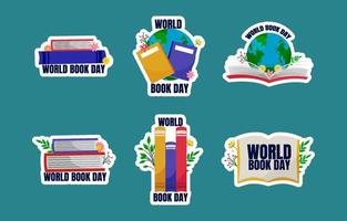 wereld boeken dag sticker vector