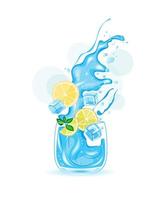 glas water, ijswater, fruitcocktail, citrus, vectorillustratie vector