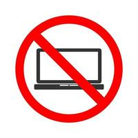 voorraad vector van geen laptop. verbod op toegang tot laptop. gebruik geen computer.