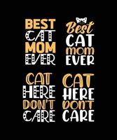 beste kat typografie t-shirt ontwerpset vector