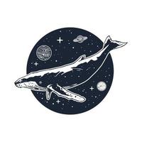 walvis en planeet illustratie vector