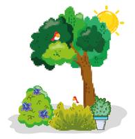 Pixelated tuinlandschap vector