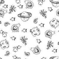 ruimte naadloos patroonafdrukontwerp voor kinderen met sterren, raketten. ontwerp voor modestoffen, textielafbeeldingen, prints. vector