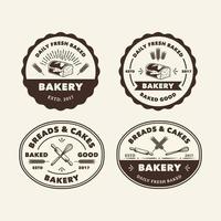 handgetekende vintage bakkerij winkel logo label instellen vector