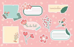 lente kersenbloesem dagboek sticker set vector