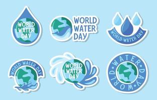 wereld water dag sticker collectie vector