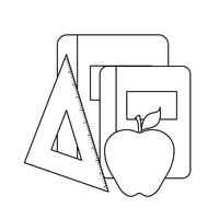 schoolboek met regel en appelfruit vector