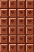 melkchocolade reep. chocoladereep patroon achtergrond. chocolade hartjes. vector illustratie