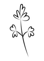 vector lineaire eenvoudige botanische poster. abstracte kunstlijnen, muurschilderingen, bloemen, bladeren, planten. modern design, doodle vormen, voorbladsjabloon, bedrukken van t-shirts, ansichtkaarten, banners en meer.