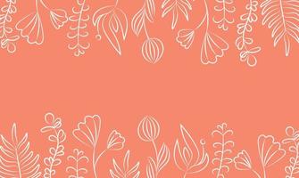 vector lineaire abstracte banner. behang in minimalistische stijl voor lente en zomer met botanische bladeren en bloemen, organische vormen. voor poster, poster, achtergrond, ansichtkaart, website en verpakking.