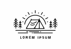 camping tent en zon lijntekeningen illustratie vector