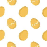 naadloos patroon van eieren en gebarsten eieren in pixelstijl vector