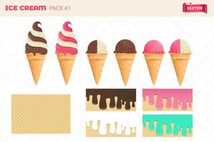 ijs vector illustratie pack 1 chocolade en aardbei