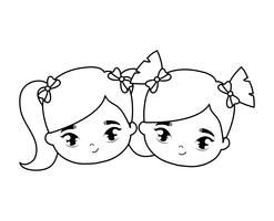 hoofden van kleine meisjes avatar karakter vector