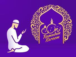 mooie ramadan kareem met arabische kalligrafie vectorillustratie als achtergrond vector