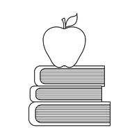 stapel bibliotheekboeken met appelfruit vector