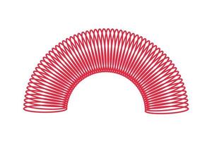 rood spiraalveer speelgoed. kinderen magische slinky lente. kleur plastic kinderspeelgoed. vectorillustratie geïsoleerd op een witte achtergrond vector