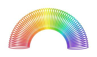 regenboog spiraalveer speelgoed. kinderen magische slinky lente. gekleurd plastic kinderspeelgoed. vectorillustratie geïsoleerd op een witte achtergrond vector