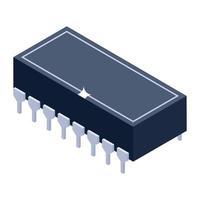 een microcontroller-pictogram met één chip, isometrische stijl van geïntegreerde schakeling vector