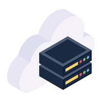 cloud server isometrisch pictogram, online gegevensopslag vector