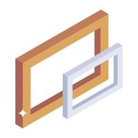 houten frame isometrisch stijlicoon, bewerkbare vector en interieur