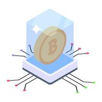 bitcoin technologie vector, bewerkbaar isometrisch pictogram vector