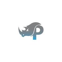 letter p met neushoorn hoofd pictogram logo sjabloon vector