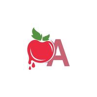 letter a met tomaat pictogram logo ontwerp sjabloon illustratie vector