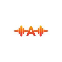 letter a met barbell pictogram fitness ontwerp sjabloon illustratie vector