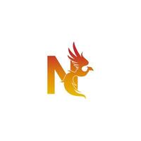 letter n pictogram met phoenix logo ontwerpsjabloon vector