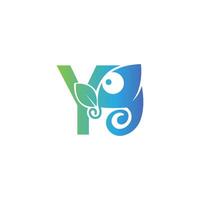 letter y pictogram met kameleon logo ontwerpsjabloon vector