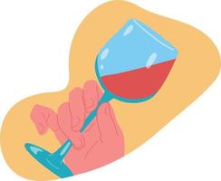 concept van alcoholisme. de hand van een meisje of een man houdt een glas vast vector