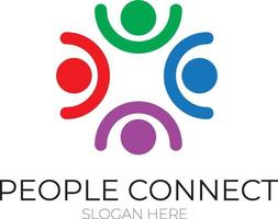 mensen verbinden logo.communicatie logo. familie logo. sociaal netwerk team partners vrienden logo ontwerp vector