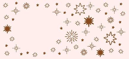 boho sterren naadloze vector grens of frame. doodle handgetekende sterren banner, boho kerst, bohemien decoratie voor kinderkamer, interieur. horizontale bannersjabloon voor web en print