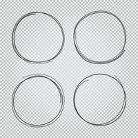 4 handgetekende krabbelcirkels set vector