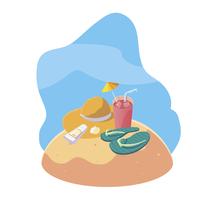 zomer zandstrand met cocktail en pictogrammen scène vector