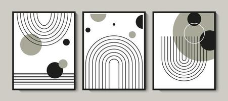 abstracte midden van de eeuw patroon achtergrond set. collectie van moderne retro print in zwarte en witte kleuren. vectorillustratie voor wanddecoratie, behang, kaart, uitnodiging, omslagontwerp vector