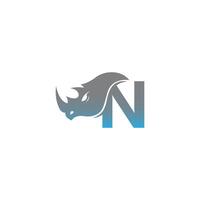 letter n met neushoorn hoofd pictogram logo sjabloon vector