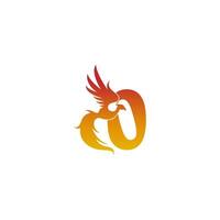 nummer nul pictogram met phoenix logo ontwerpsjabloon vector