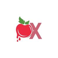 letter x met tomaat pictogram logo ontwerp sjabloon illustratie vector